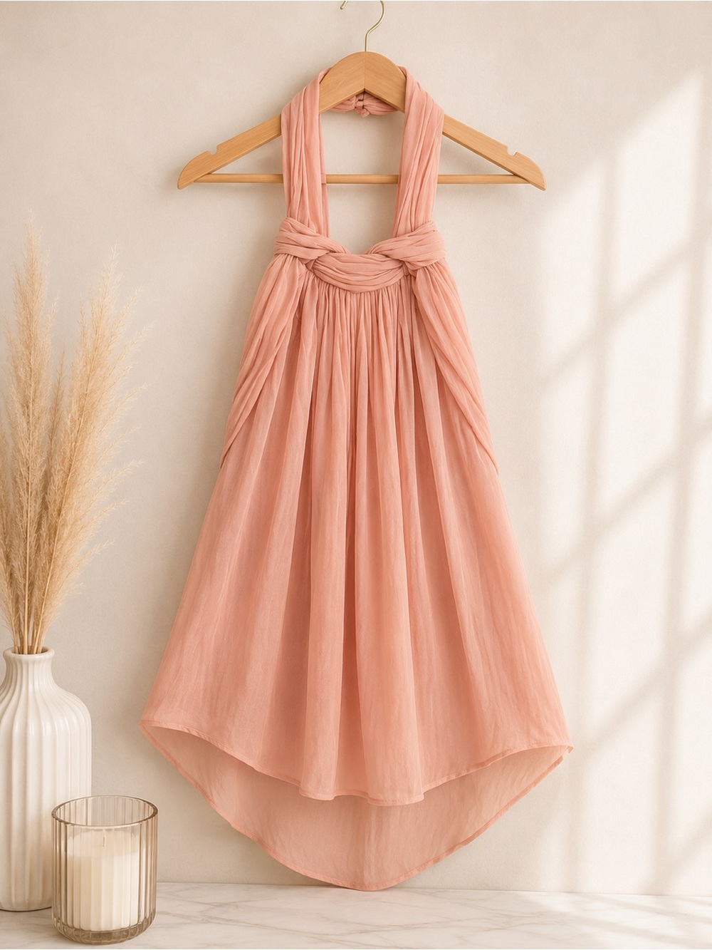 Zara Peach Knot-Halter Camisole